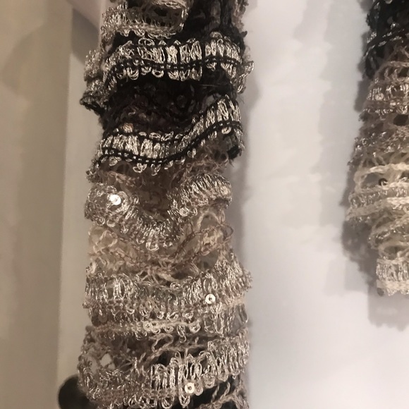 Eclectic Knitted Scarf  Grey Silver Black & White - Picture 4 of 4